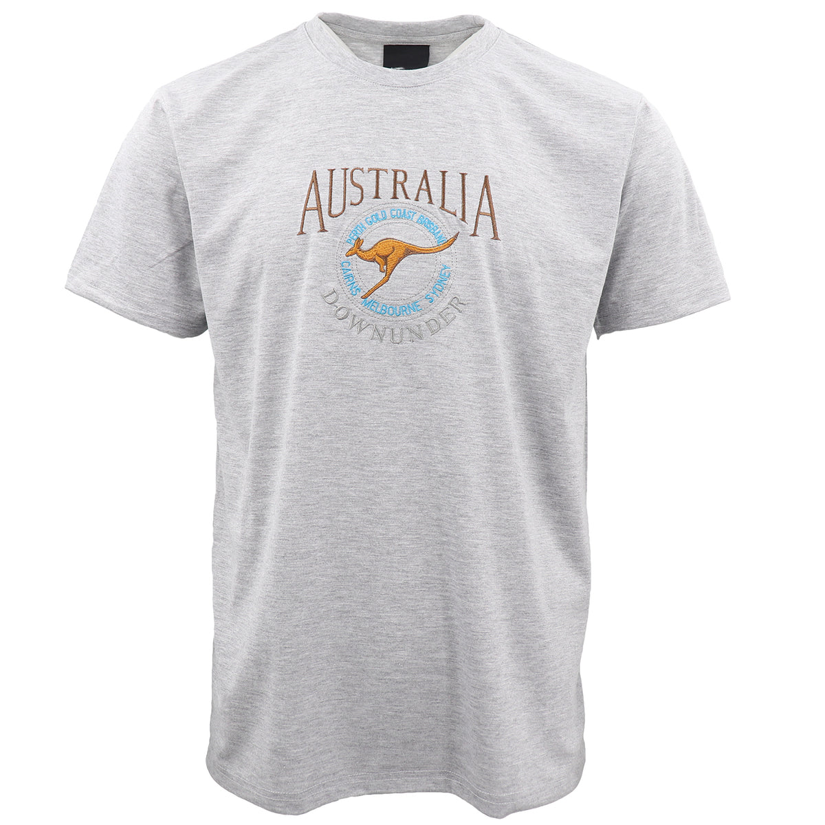 100% Cotton Unisex Embroidered Australian Kangaroo T Shirt Souvenir Top Tee Gift, Grey, XS