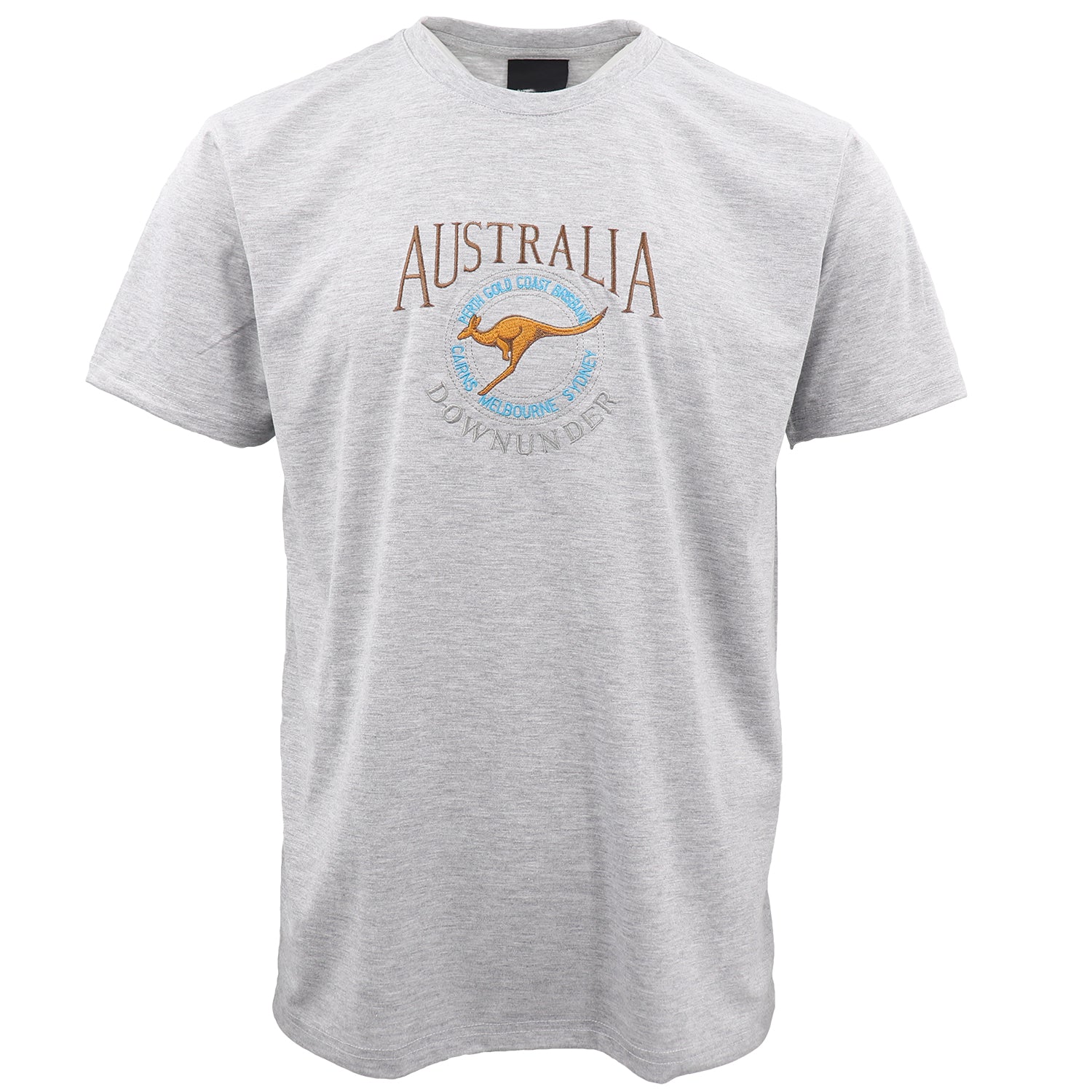 100% Cotton Unisex Embroidered Australian Kangaroo T Shirt Souvenir Top Tee Gift, Grey, XS