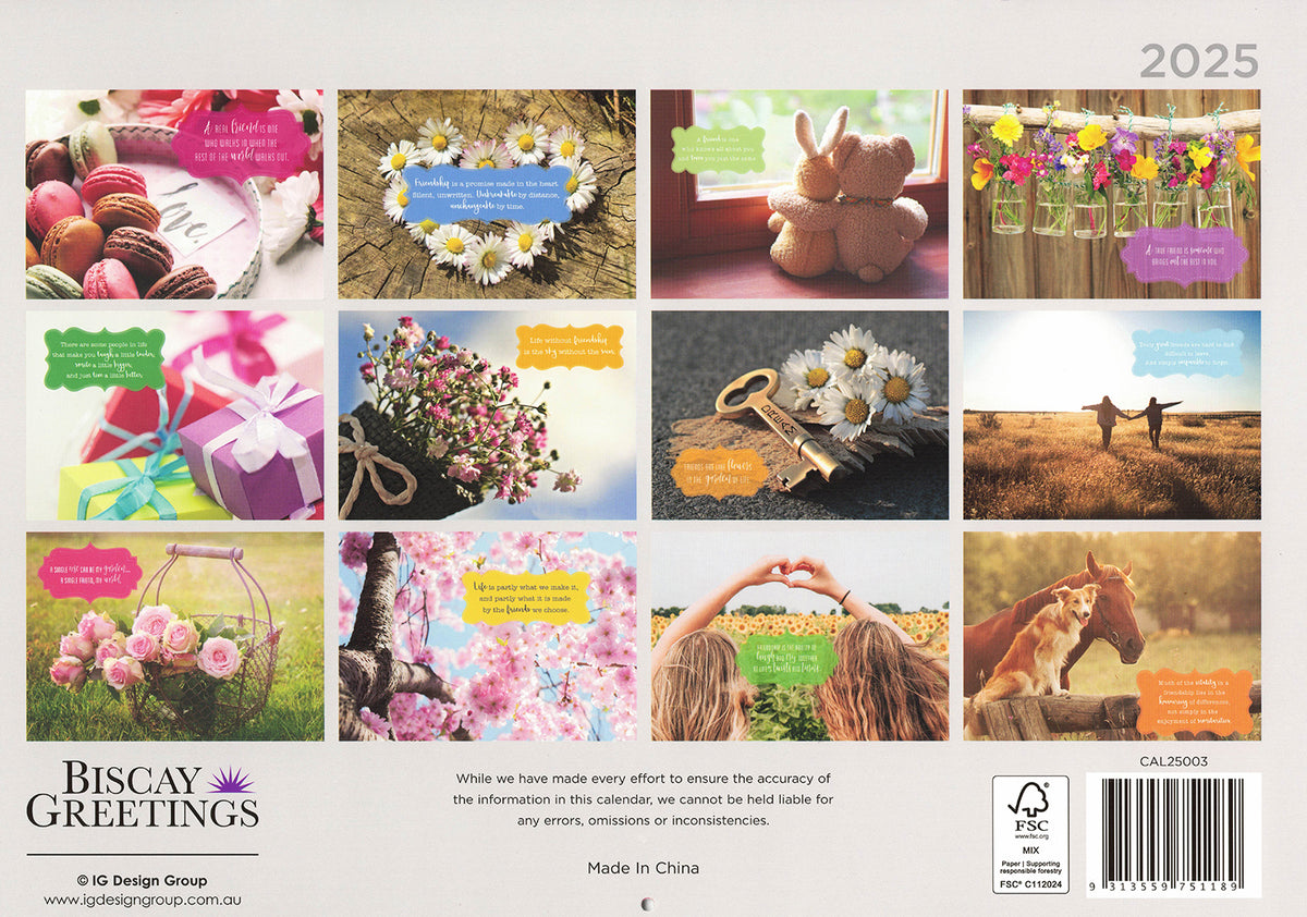 Friendship 2025 Rectangle Wall Calendar 16 Months Hanging Planner New Year Gift