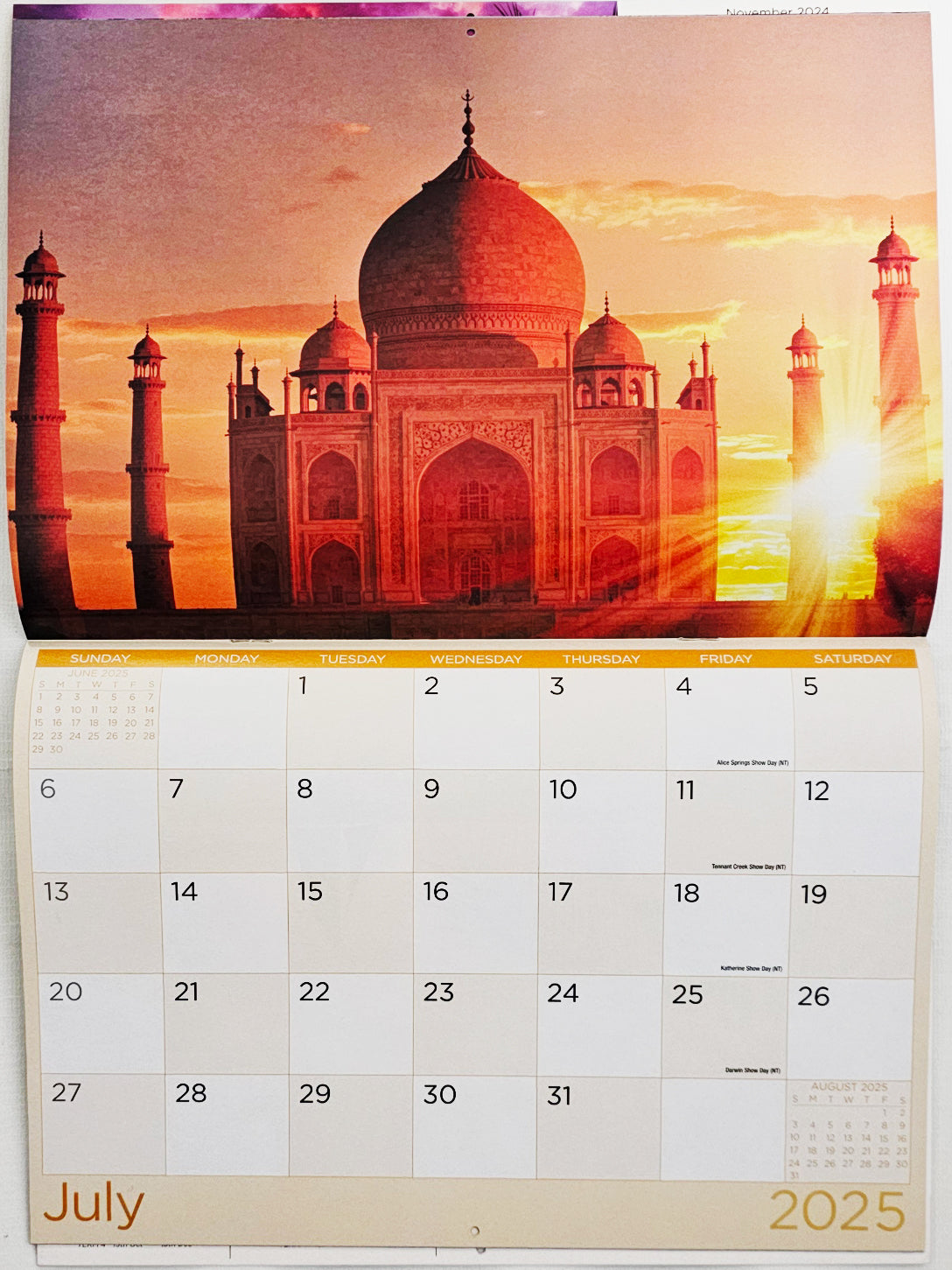Sunset & Beaches - 2025 Rectangle Wall Calendar 16 Months Hanging Planner Gift