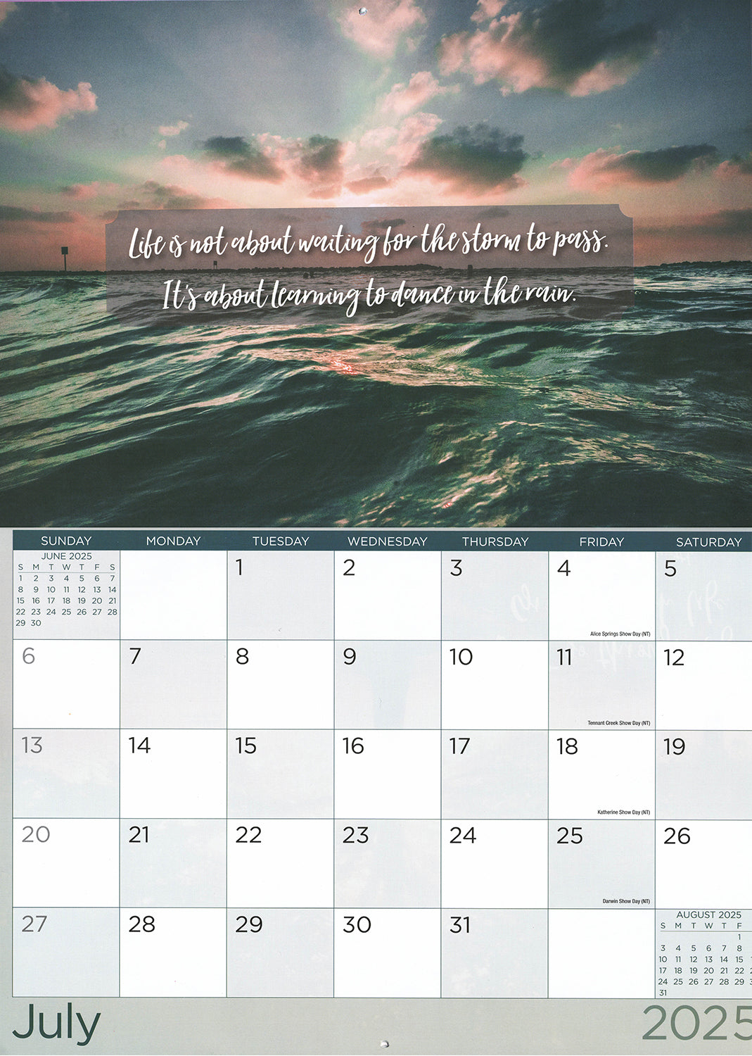 Inspirationals - 2025 Rectangle Wall Calendar 16 Months Hanging Planner Gift