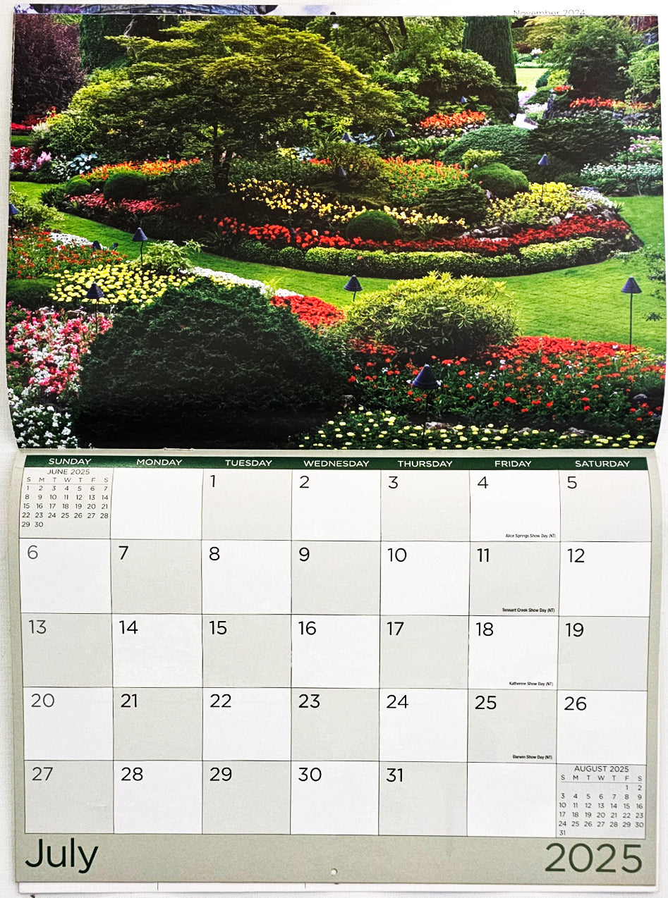 Gardens - 2025 Rectangle Wall Calendar 16 Months Hanging Planner New Year Gift