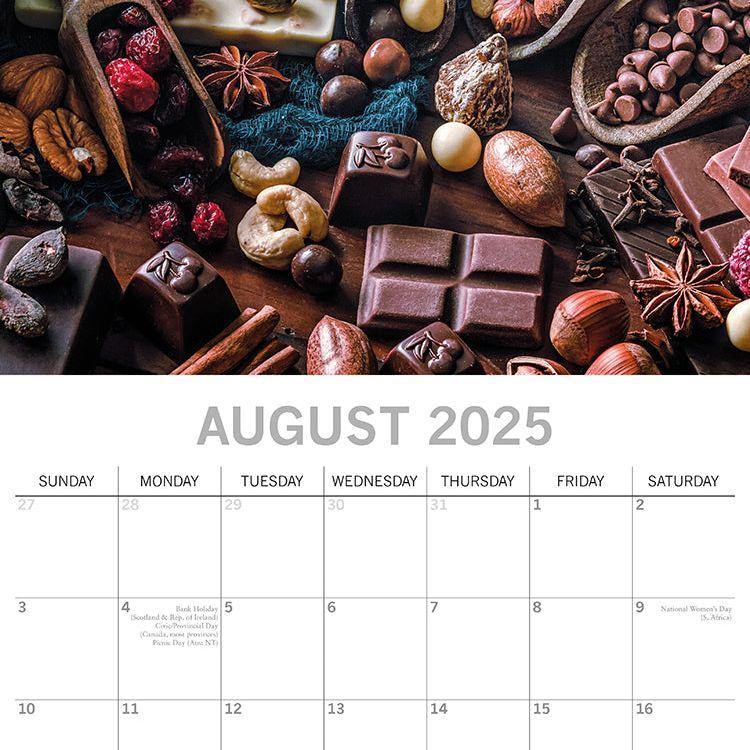 Chocolate 2025 Square Wall Calendar Food 16-Month Christmas Premium Planner Gift