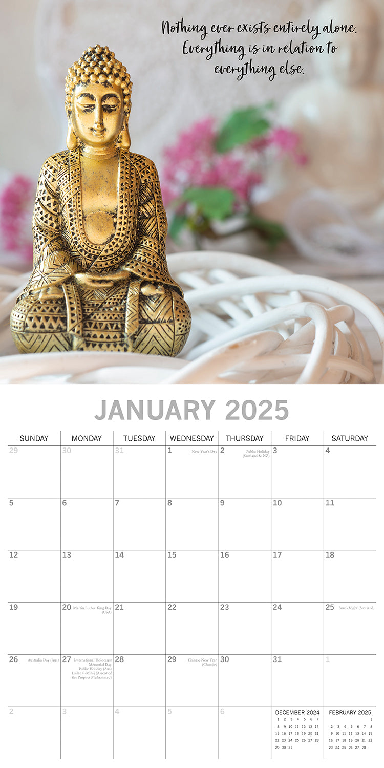Zen - 2025 Square Wall Calendar 16-Month Christmas New Year Premium Planner Gift