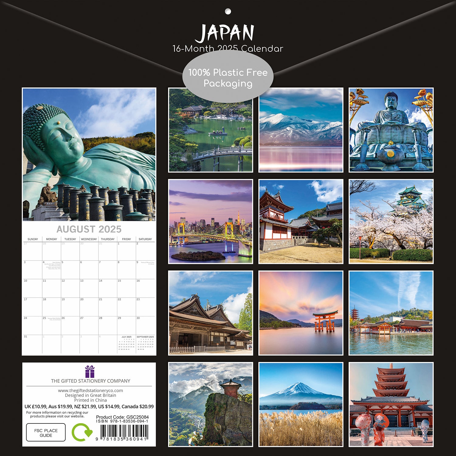 Japan 2025 Square Wall Calendar 16-Month Christmas New Year Premium Planner Gift