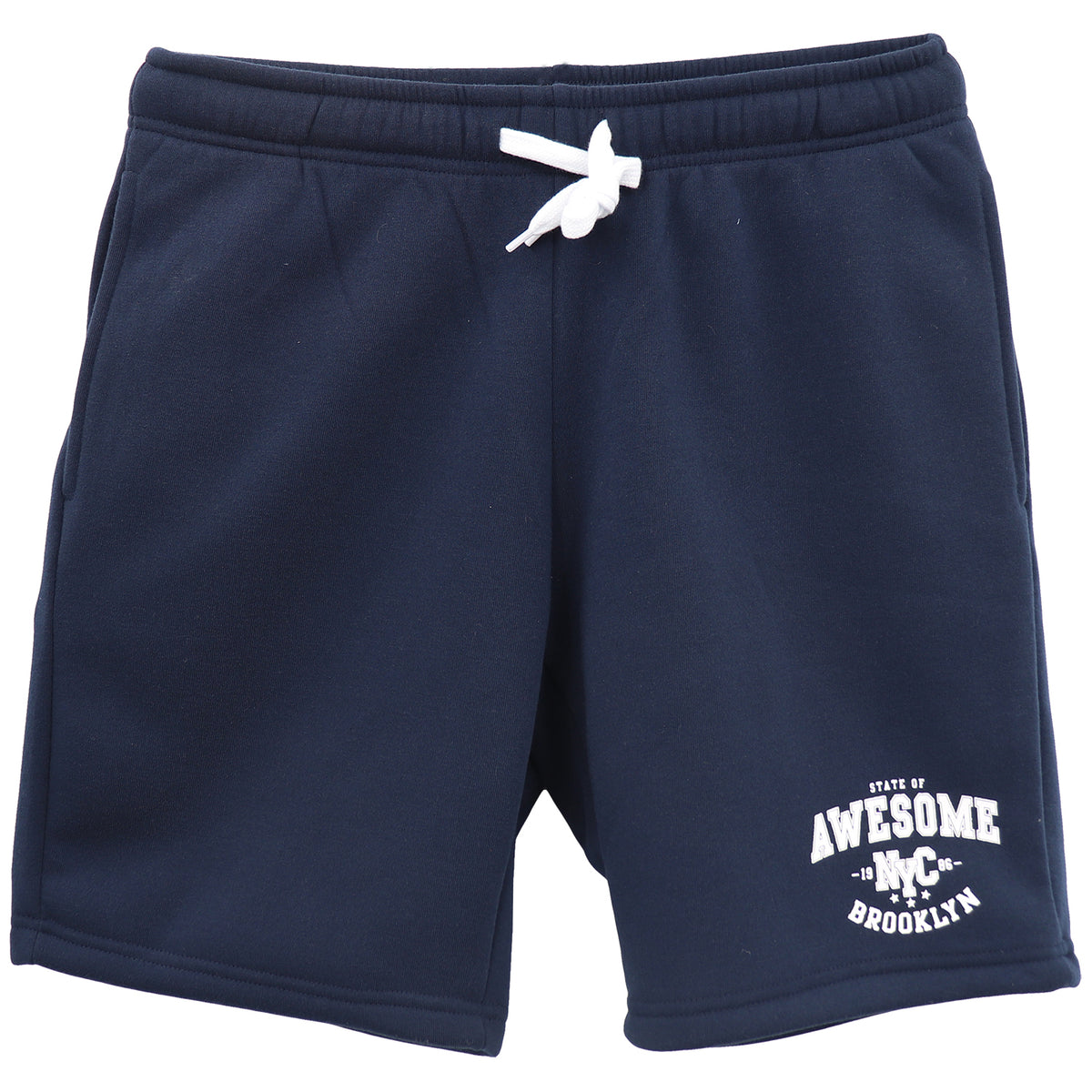 Men's Fleece Shorts Casual Sports Sweat Pants w Elastic Waist Drawstring Pockets, Navy, 4XL
