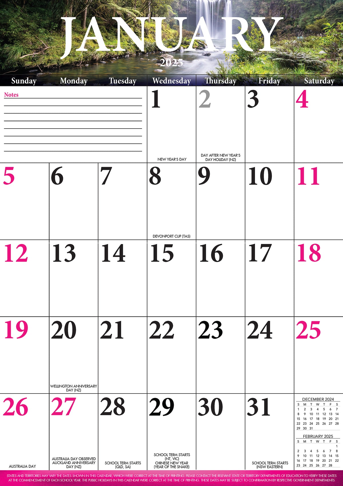 Big Grid - 2025 Rectangle Wall Calendar 13 Months Large Date Boxes Easy Planning