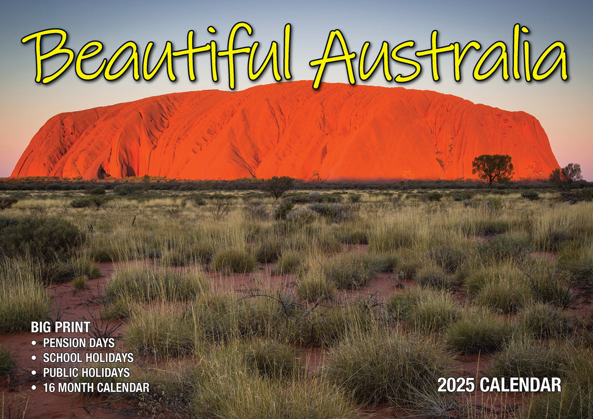 Beautiful Australia - 2025 Rectangle Wall Calendar 16 Months Scenic Landscapes