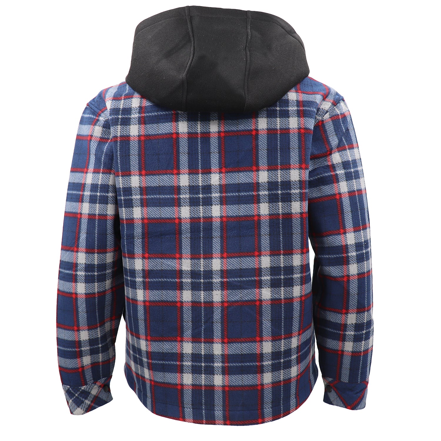 Men's Hooded Flannel Jacket Flannelette Plaid Fleece Shirt Zip Up Winter Coat, Blue, L