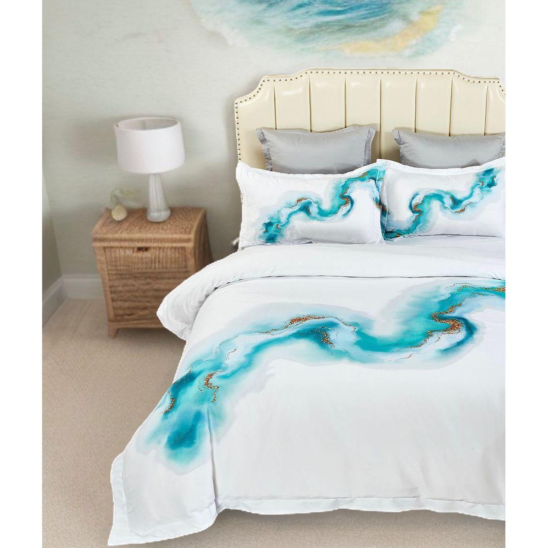 Ocean Marble Quilt Cover Set - Queen Size