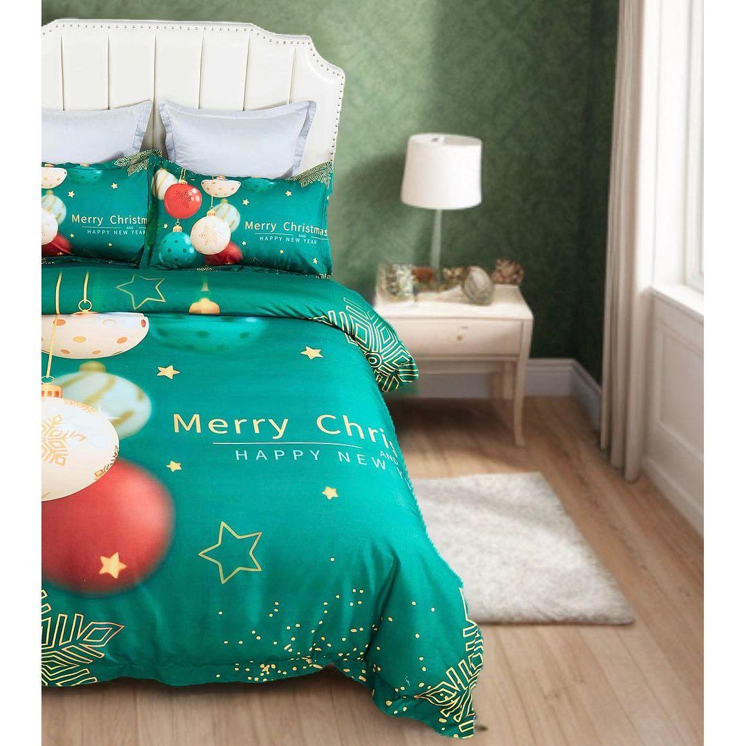 Christmas New Year Quilt Cover Set - Super King Size