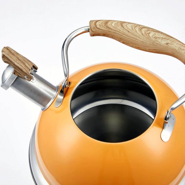 2.8L Whistling Kettle Stainless Steel Foldable Handle Orange