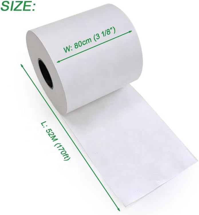 6 Rolls Lineless Printing Label Paper 80 mm × 52 m