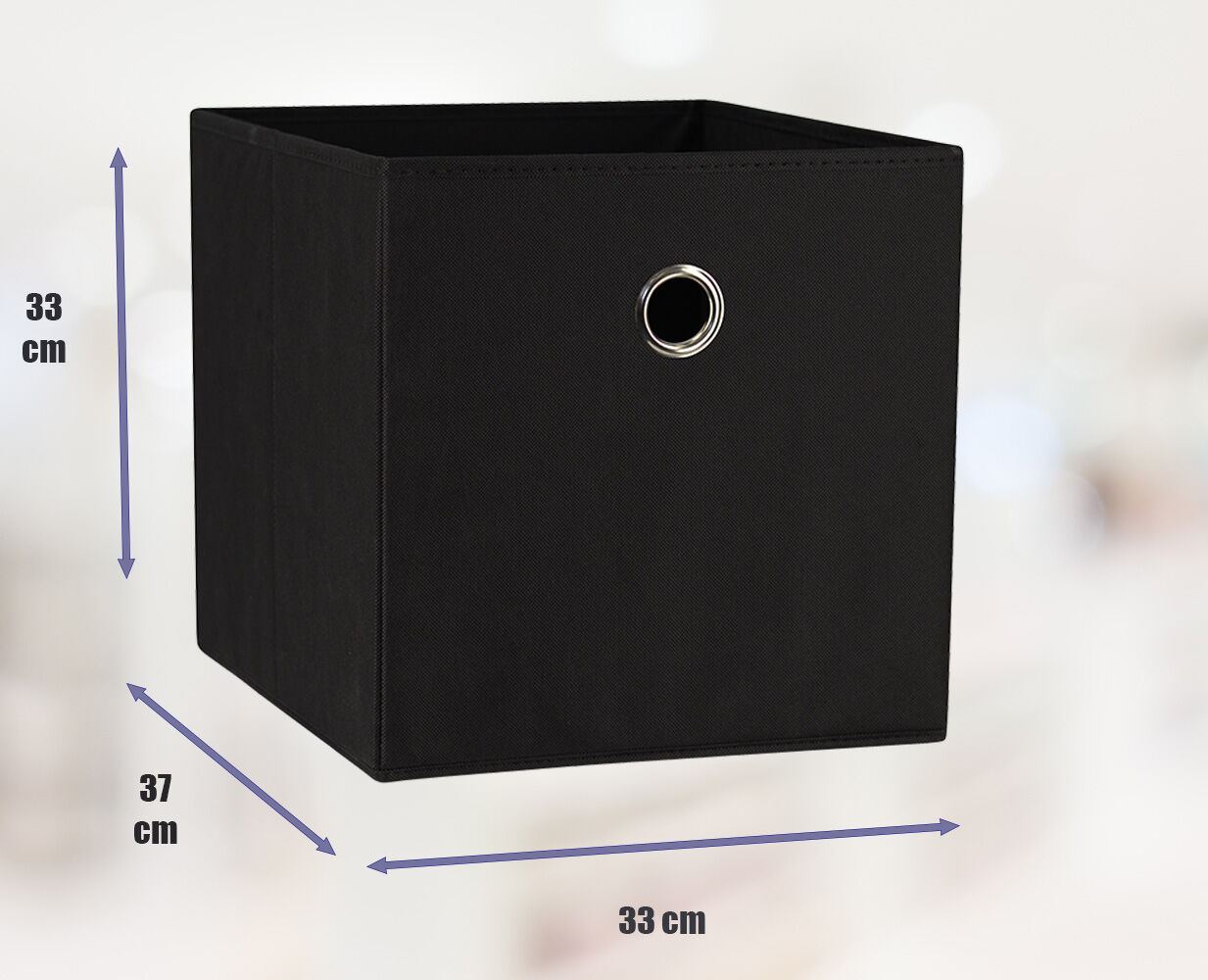 SORTI 33x33x27 CM Black 6-Pack Foldable Storage Cubes - Fabric Bookcase Organizers for Toys and More