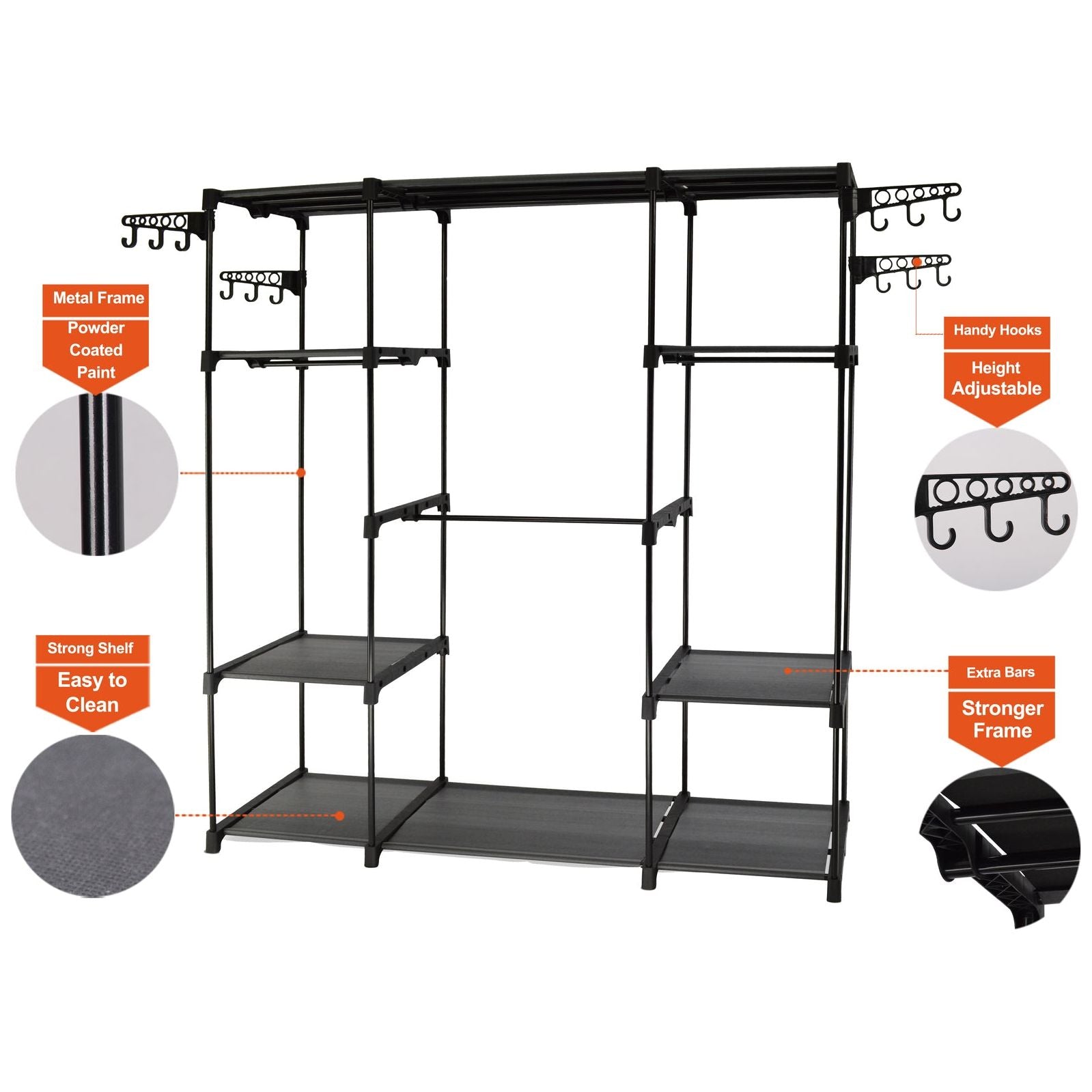 Sorti Freestanding Portable Closet Metal Wardrobe Garment Rack Hanger