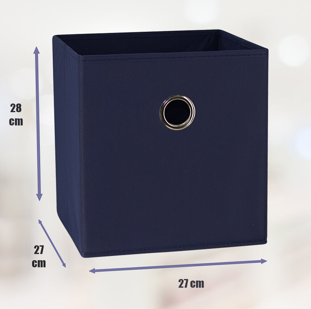 SORTI 27x28x27 CM Dark Blue 8-Pack Foldable Storage Cubes - Fabric Bookcase Organizers for Toys and More