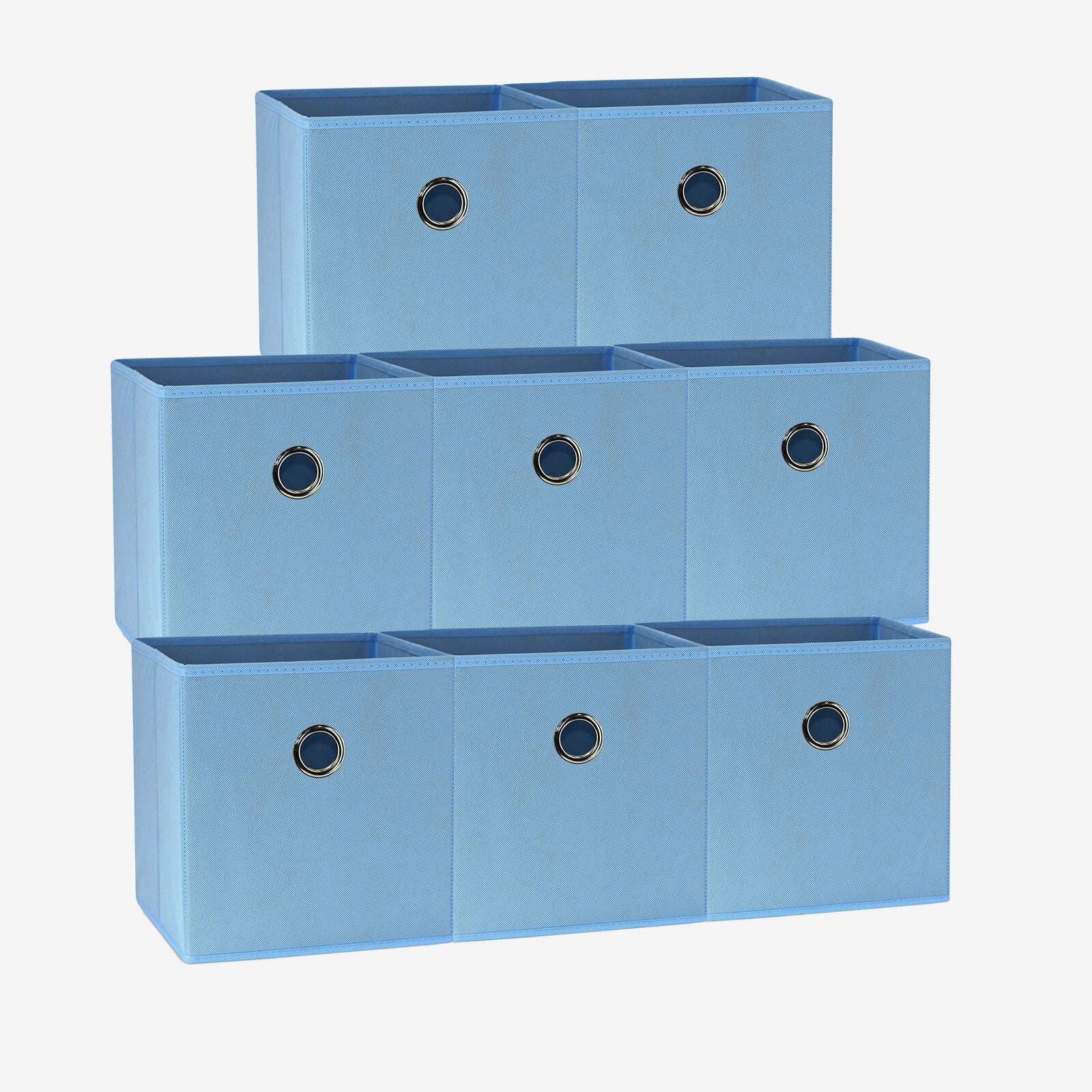 SORTI 27x28x27 CM Light Blue 8-Pack Foldable Storage Cubes - Fabric Bookcase Organizers for Toys and More