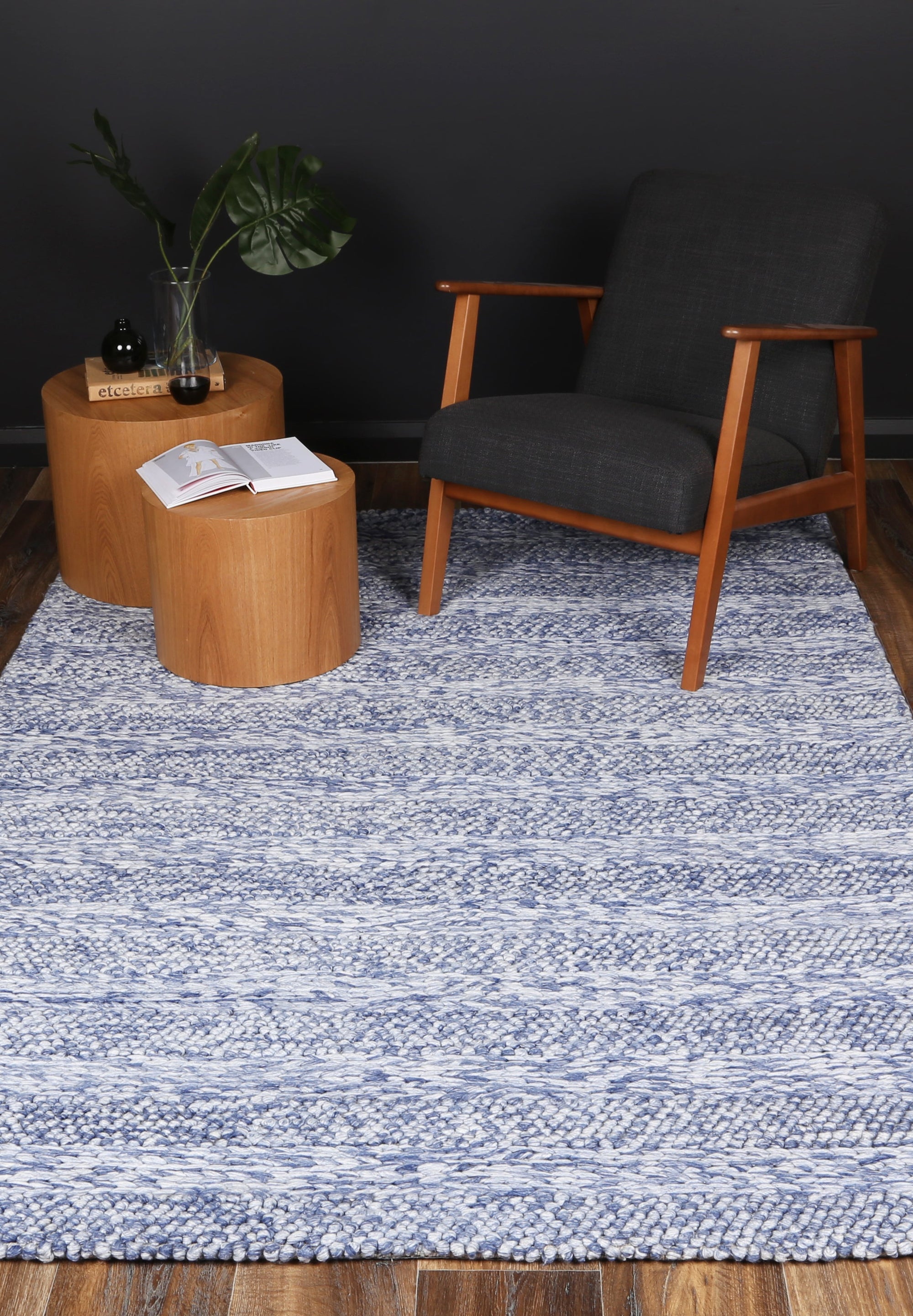 Harlow Ringlets Blue Wool Blend Rug 200x290