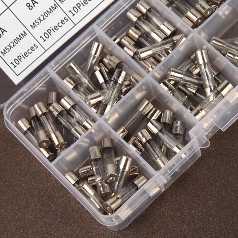 100Pcs Fast-Blow Glass Tube Fuses 5 x 20mm Quick Blow Assortment Kit