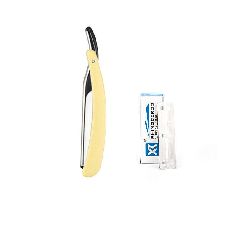 Old Shaver Razor Eyebrow Knife Folding Manual Shaver Holder Home Salon Tool Au - 10PCS Blades