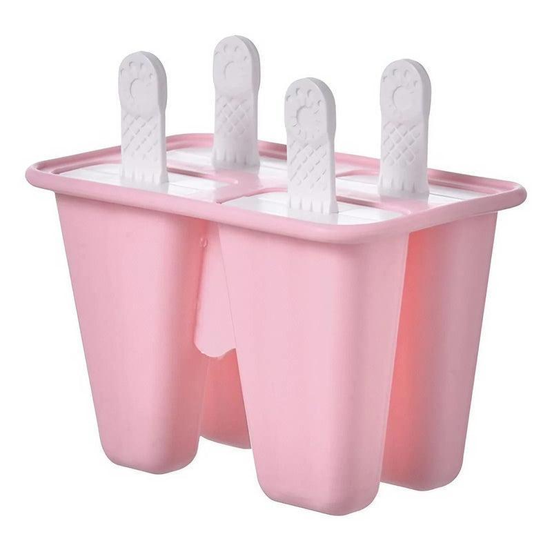 Silicone Ice Cream Mould Block Frozen Molds Icy Pole Jelly Popsicle - Pink-10Grid