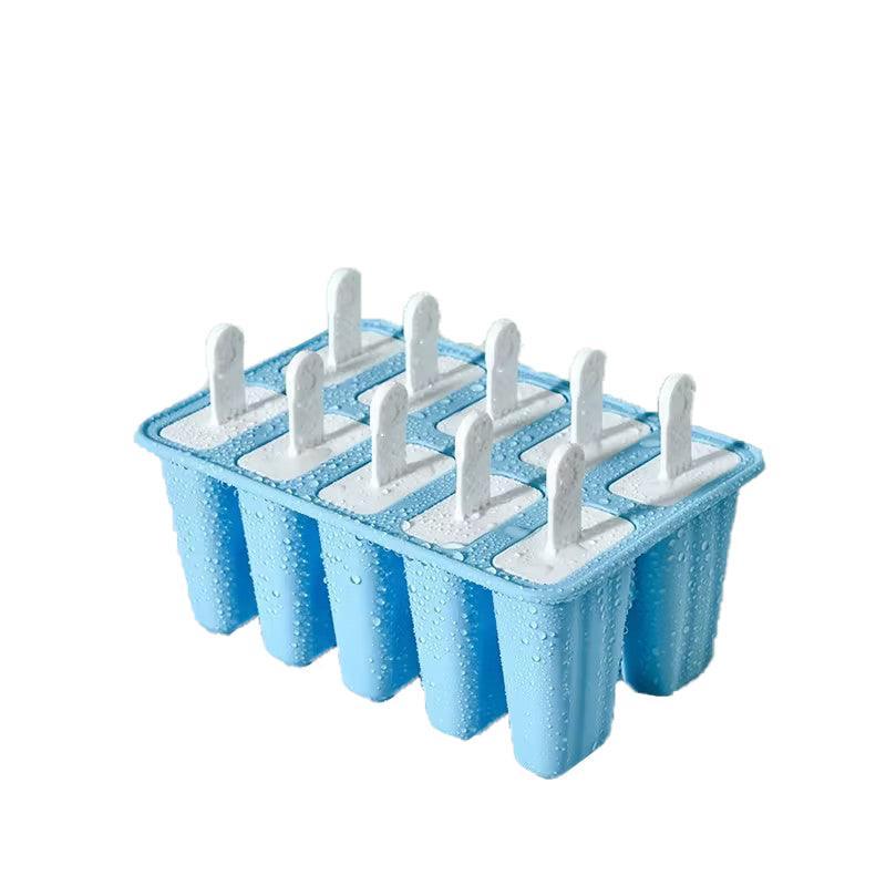 Silicone Ice Cream Mould Block Frozen Molds Icy Pole Jelly Popsicle - Pink-10Grid