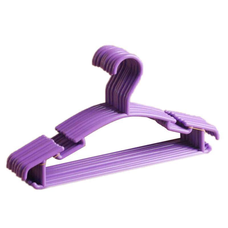 10pcs Small Plastic Clothes Hangers Mini Coat Hanger Set for Wardrobe Storage - Purple