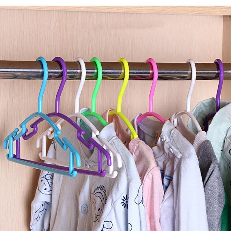 10pcs Small Plastic Clothes Hangers Mini Coat Hanger Set for Wardrobe Storage - White