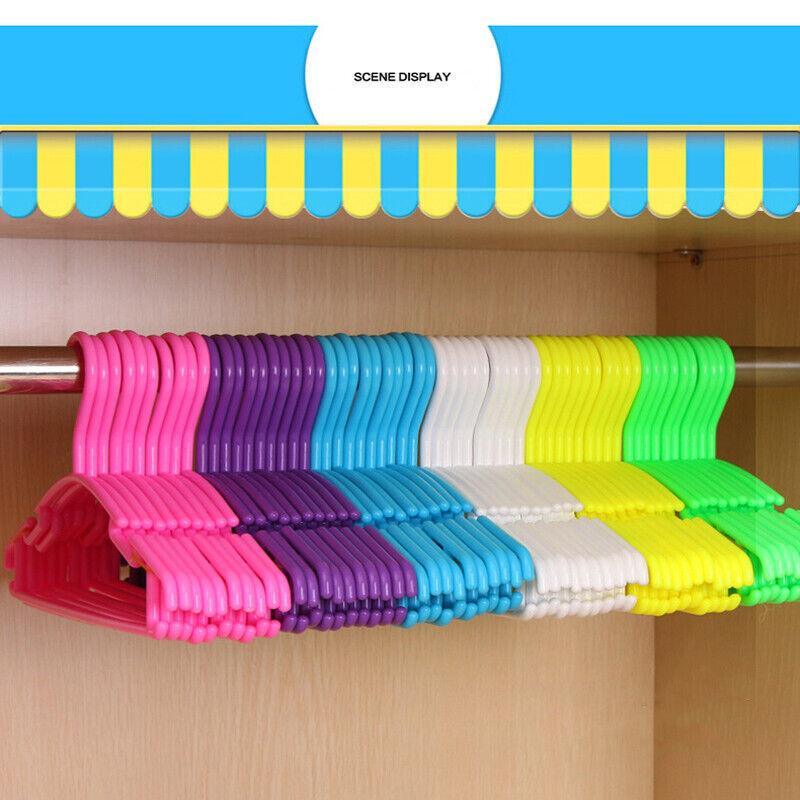 10pcs Small Plastic Clothes Hangers Mini Coat Hanger Set for Wardrobe Storage - White
