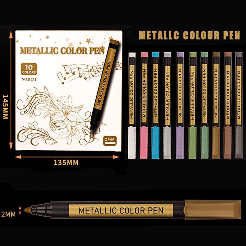 10Pcs/Set Waterproof Acrylic Paint Pens for Art on Metal Glass & Rock