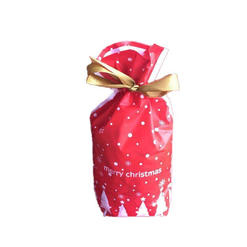 10pcs Christmas Candy Bags Gift Treat Drawstring Pouches Biscuit Cookie Packaging - 10Pcs Bag-Merry Christmas