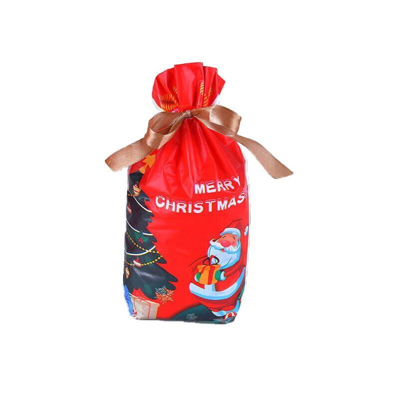 10pcs Christmas Candy Bags Gift Treat Drawstring Pouches Biscuit Cookie Packaging - 10Pcs Bag-Merry Christmas
