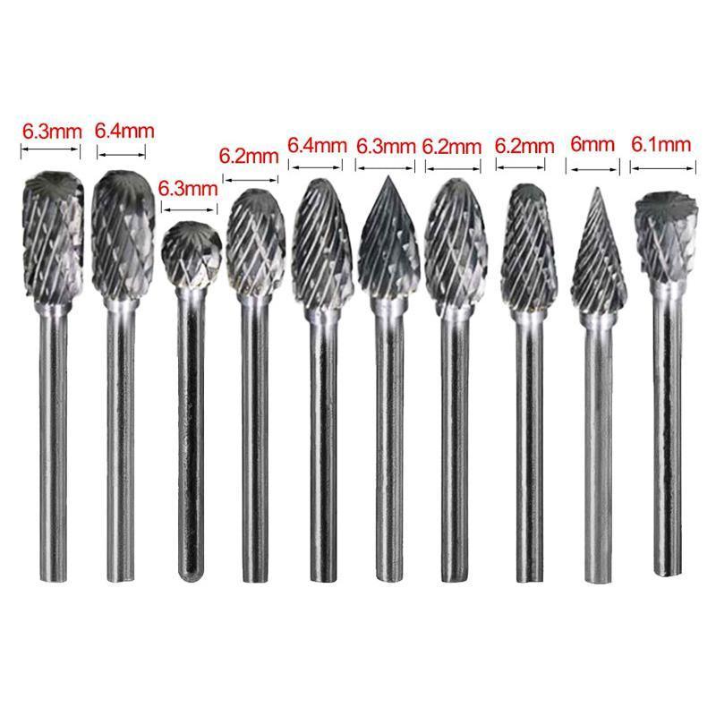 10PCS Tungsten Carbide Rotary Burr Set for Rotary Tools and Dremel - Blue Box