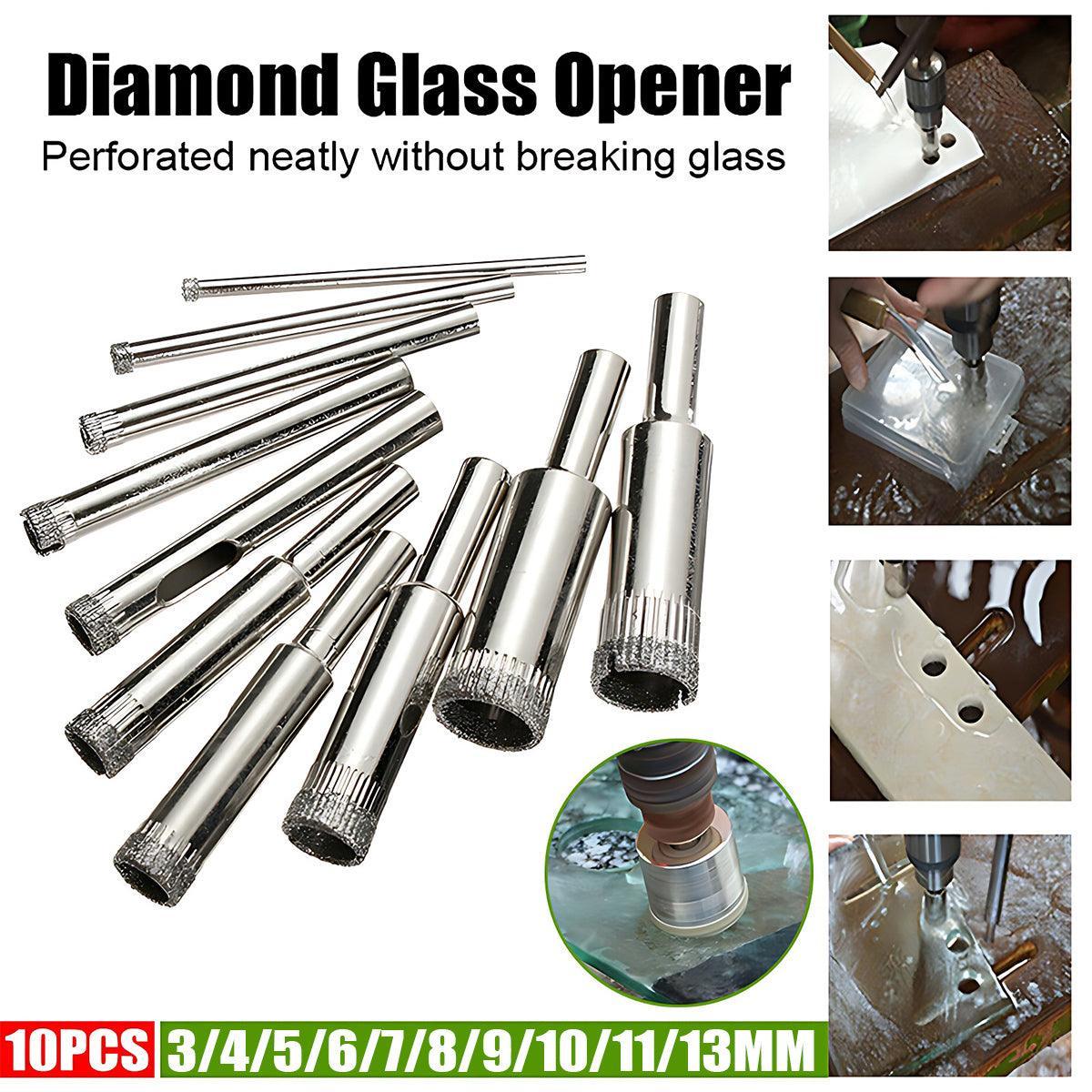 10 Pcs Diamond Glass Drill Bit Set Core Cutter &amp; Saw Tool