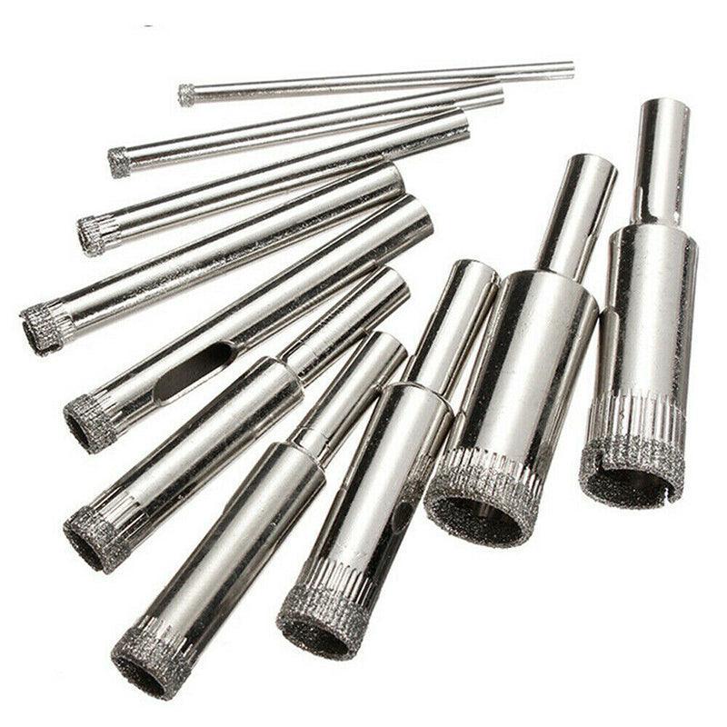 10 Pcs Diamond Glass Drill Bit Set Core Cutter & Saw Tool