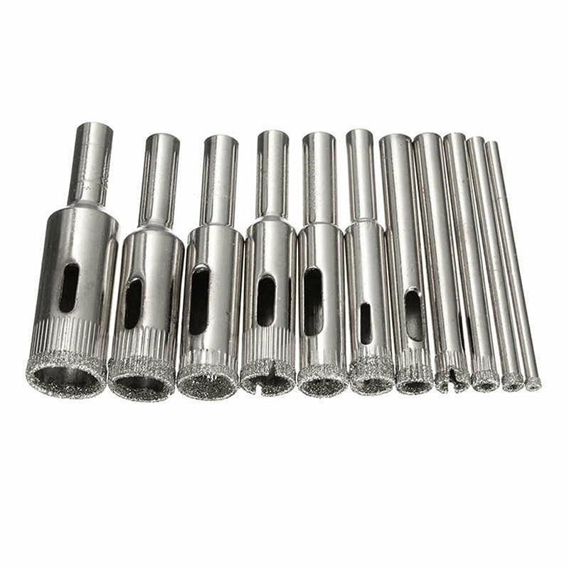 10 Pcs Diamond Glass Drill Bit Set Core Cutter & Saw Tool