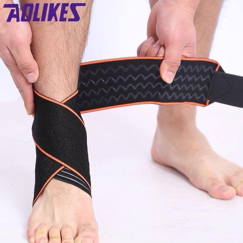 Aolikes Ankle Brace Support Compression Elastic Foot Wrap Protector Sport Au - Grey 1 Unit