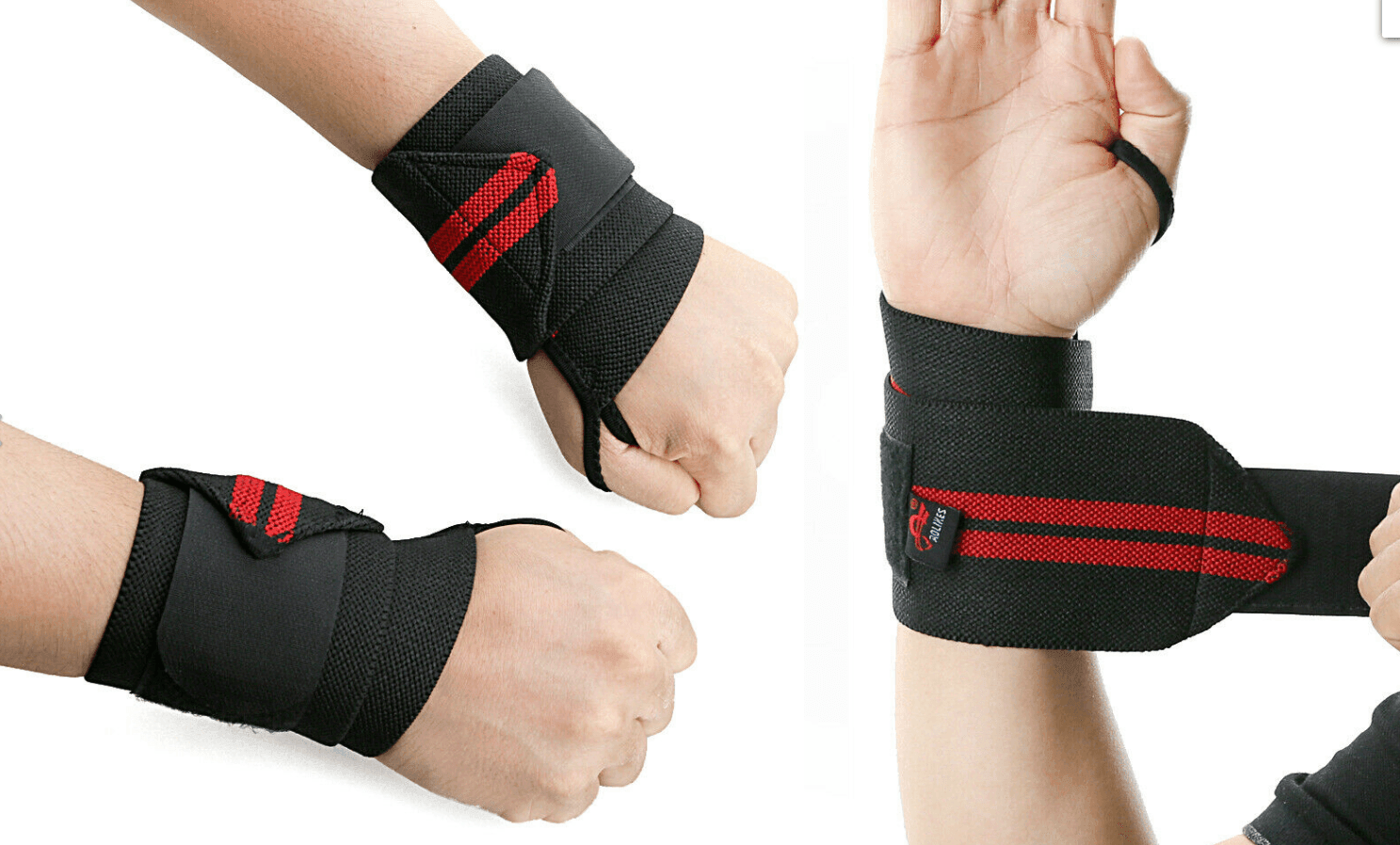 Aolikes Weight Lifting Gym Muscle Training Wrist Support Straps Wraps Hand - Black+Orange