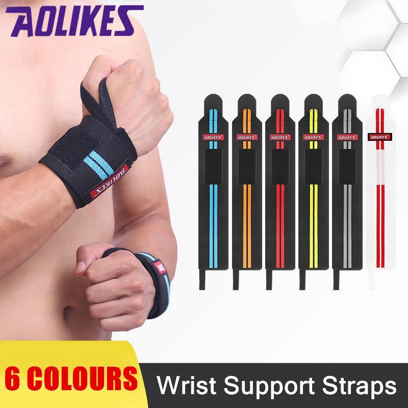 Aolikes Weight Lifting Gym Muscle Training Wrist Support Straps Wraps Hand - White+Red