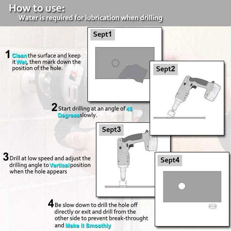 15PCS Diamond Drill Bit Set 6mm-50mm Tile Marble Glass Ceramic Hole Saw Drilling