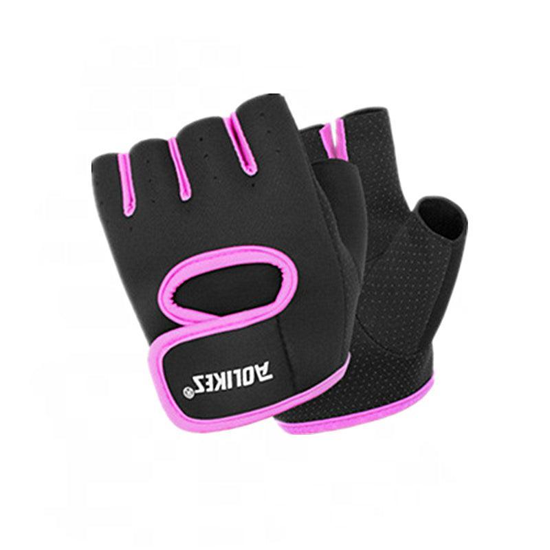 L Size Aolikes Sports Gloves Weight Lifting Exercise Training Workout Bike Riding - Black+Grey
