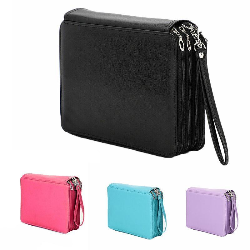 168 Slots Large Capacity Pencil Case Foldable Pen Bag Make Up Storage Organizer - Purple