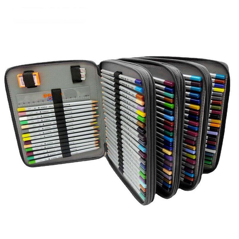 168 Slots Large Capacity Pencil Case Foldable Pen Bag Make Up Storage Organizer - Purple