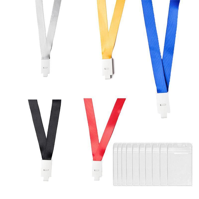 20PCS Badge PVC Swipe Work Opal Card Holder Security ID Tag Hang Lanyard Strap - Grey White 20PCS