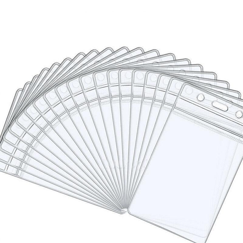 20PCS Badge PVC Swipe Work Opal Card Holder Security ID Tag Hang Lanyard Strap - Grey White 20PCS