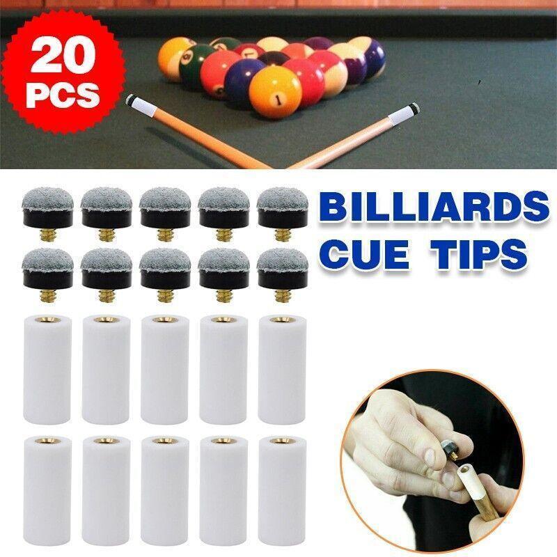 10 Pairs Soft Grey Billiard Tips Set with Screw-On Ferrules