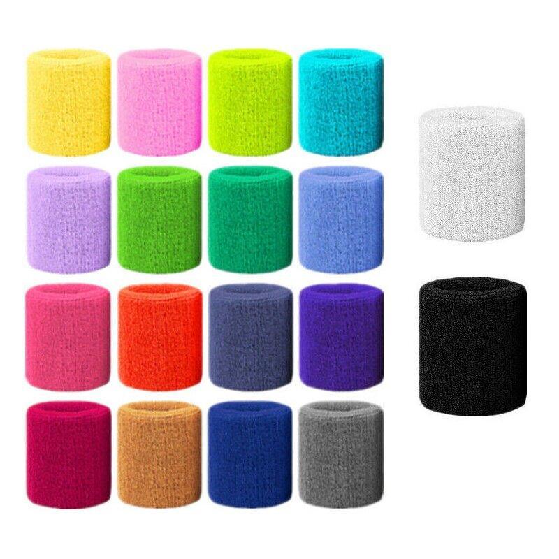 Sport Cotton Wristband Wrist Band Sweatband Sweat Training Tennis Gym Yoga - Yellow