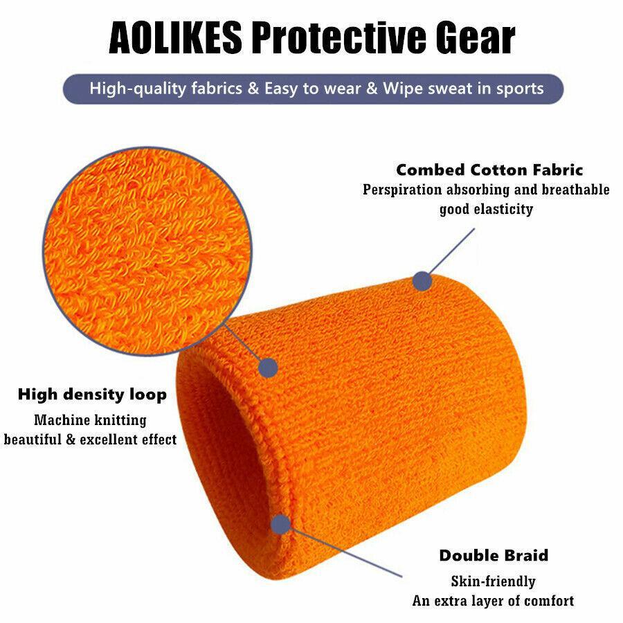 Sport Cotton Wristband Wrist Band Sweatband Sweat Training Tennis Gym Yoga - Yellow