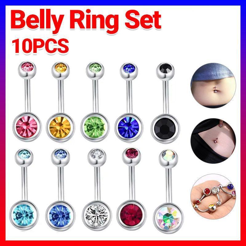 10X Bulk Set Titanium Belly Bars 316L Surgical Steel Navel Piercings