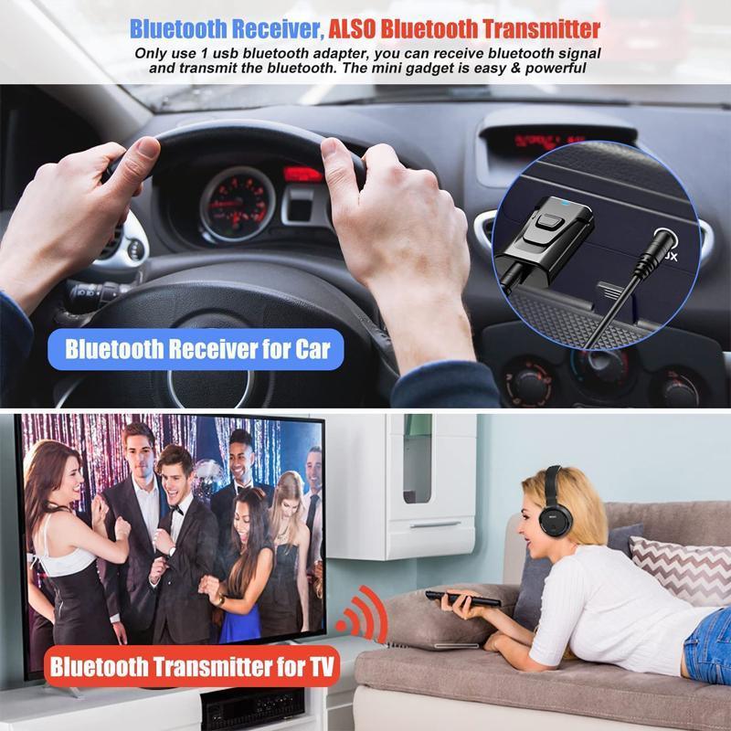 2 in 1 Bluetooth 5.0 USB Audio Transmitter Receiver with 3.5mm AUX Adapter